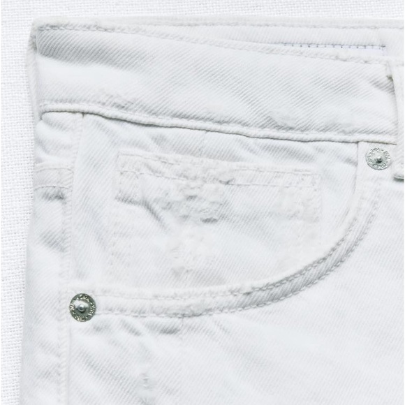 Zara RIPPED TRF DENIM Jean MINI SKIRT White Size S NEW - Picture 13 of 14